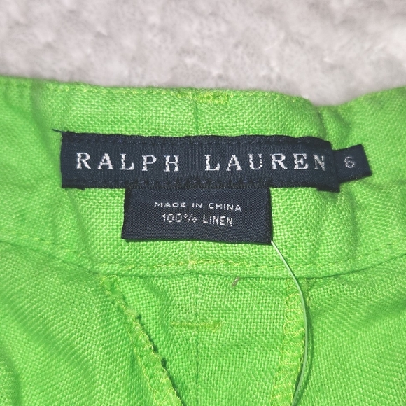 RALPH LAUREN WOMENS LINEN PANTS/TROUSERS NEON GREEN SIZE 6 NEW WITH TAGS - Picture 4 of 12